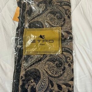 Etro Black and Tan Paisley Scarf